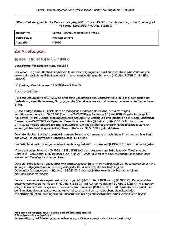 Vorschauseite 1: Zur Mittellosigkeit