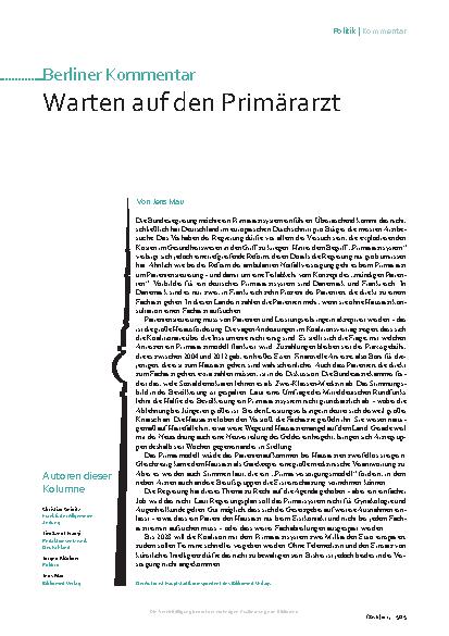 Vorschauseite 1: Warten auf den Primärarzt