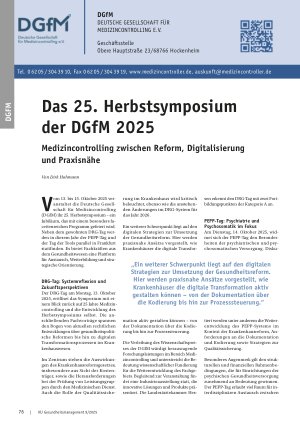 Vorschauseite 1: Das 25. Herbstsymposium der DGfM 2025 Medizincontrolling zwischen Reform, Digitalisierung und Praxisnähe