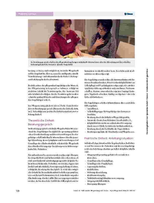 Vorschauseite 3: Professionelles Pflegetraining in der Gerontopsychiatrie für Angehörige