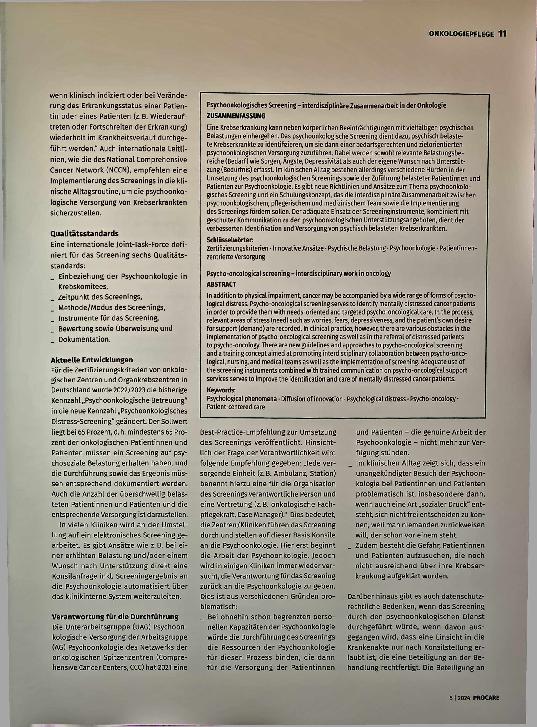 Vorschauseite 2: Psychoonkologisches Screening