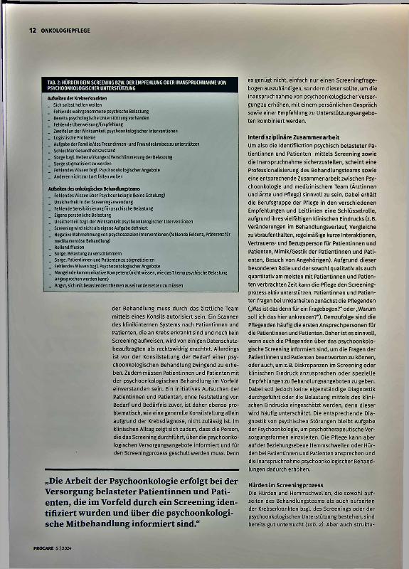 Vorschauseite 3: Psychoonkologisches Screening