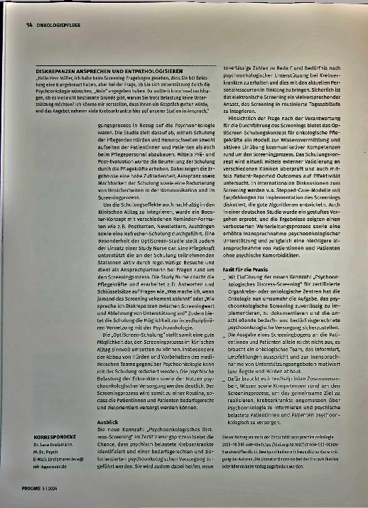 Vorschauseite 5: Psychoonkologisches Screening