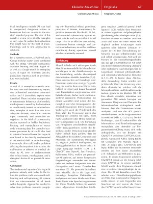 Vorschauseite 2: Rogue Artificial Intelligence in der Anästhesie – Ursachen, mögliche Auswirkungen und Lösungsansätze