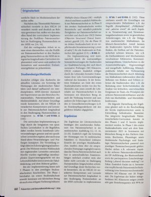 Vorschauseite 5: Curriculare Implementierung der Profillinie Patientensicherheit in den Studiengang Human medizin - formative und summative Evaluationsergebnisse für den ersten und zweiten Studien…