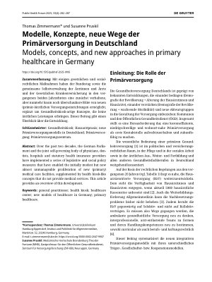 Vorschauseite 1: Modelle, Konzepte, neue Wege der Primärversorgung in Deutschland