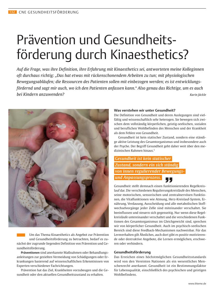 Vorschauseite 1: Prävention und Gesundheitsförderung durch Kinaesthetics?