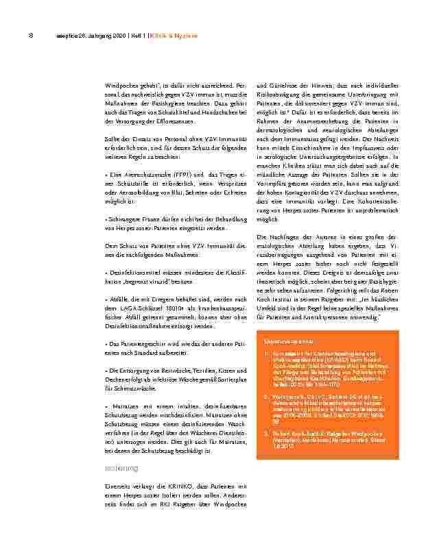 Vorschauseite 2: Krankenhaushygienische Maßnahmen bei Herpes Zoster (Gürtelrose)