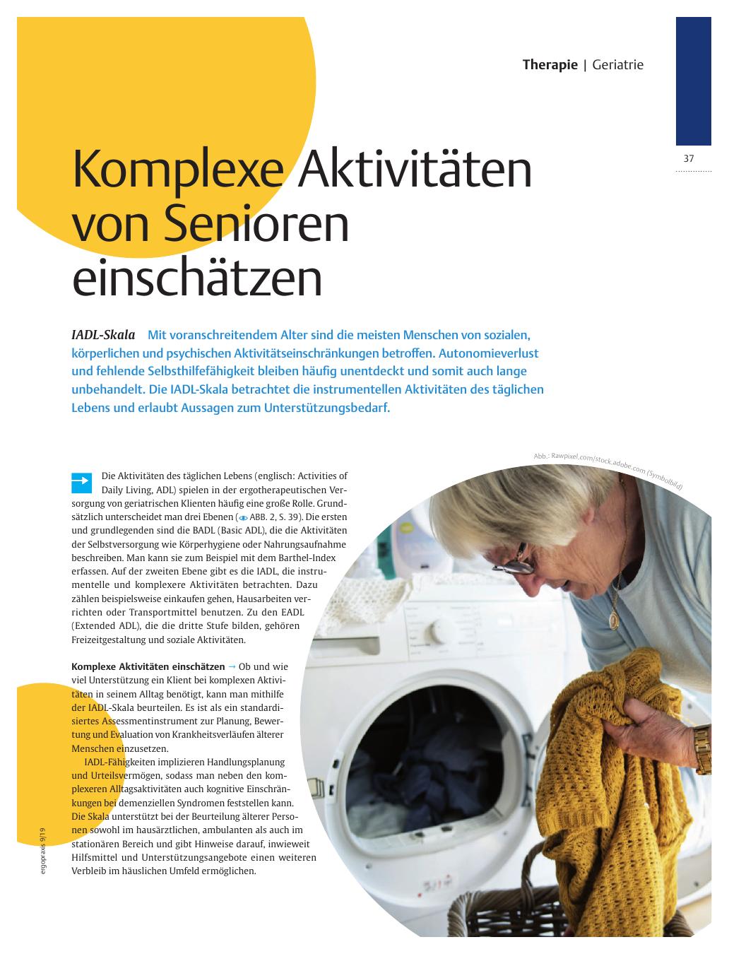Vorschauseite 1: Komplexe Aktivitäten von Senioren einschätzen ? IADL-Skala