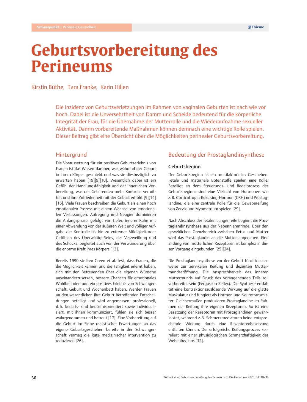 Vorschauseite 1: Geburtsvorbereitung des Perineums