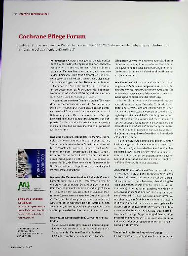 Vorschauseite 1: Cochrane Pflege Forum