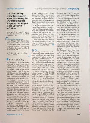 Vorschauseite 1: Zur Gewährung einer Rente wegen einer Minderung der Erwerbsfähigkeit aufgrund der Folgen einer Covid-19- Infektion