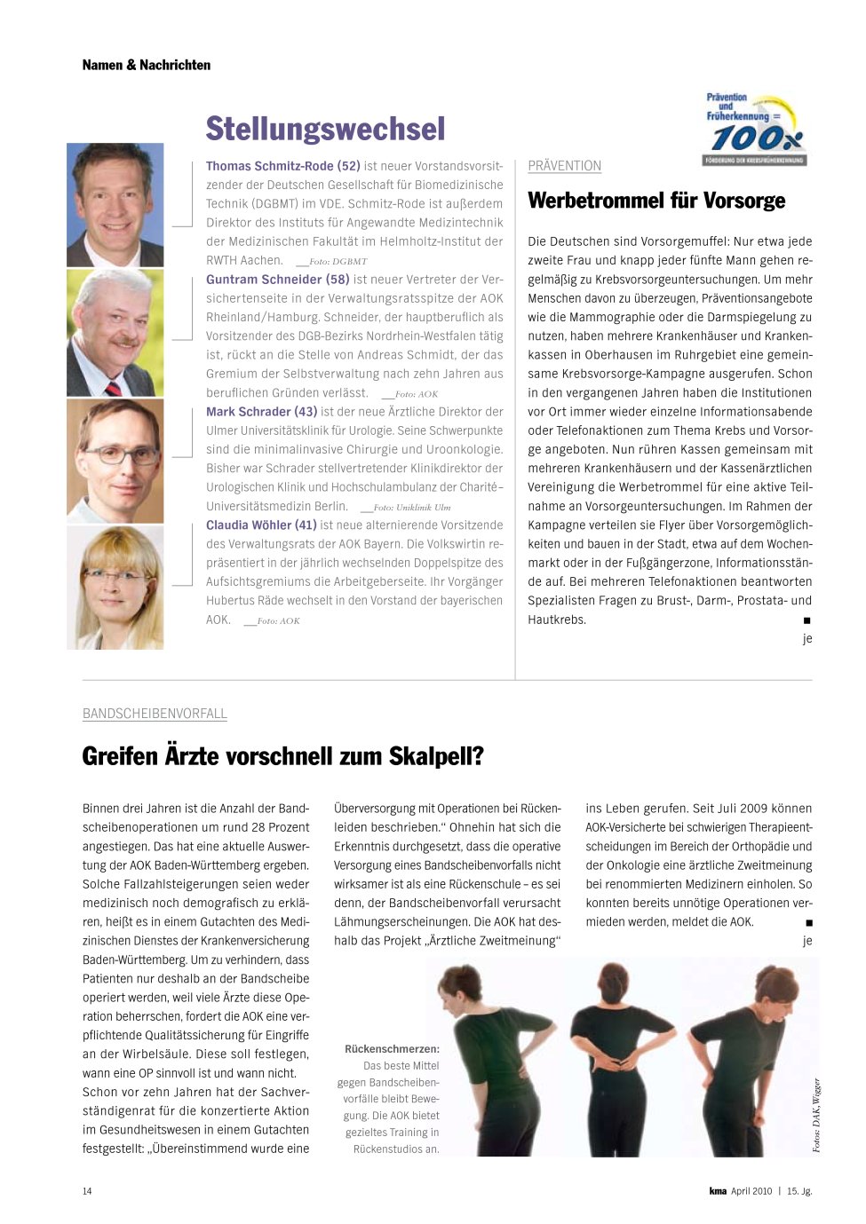 Vorschauseite 1: Werbetrommel für Vorsorge