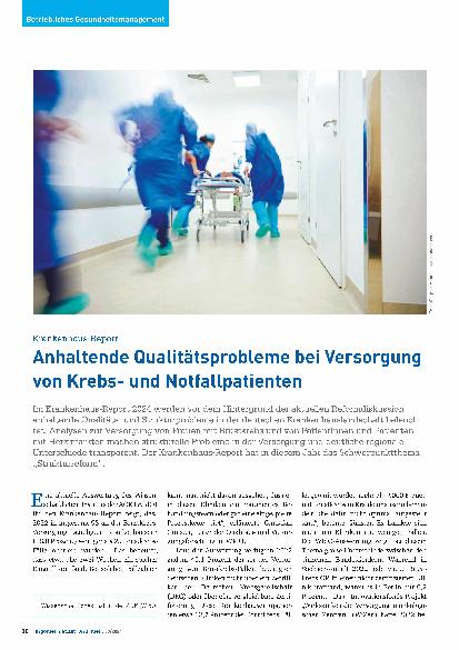 Vorschauseite 1: Anhaltende Qualitätsprobleme bei Versorgung von Krebsund Notfallpatienten