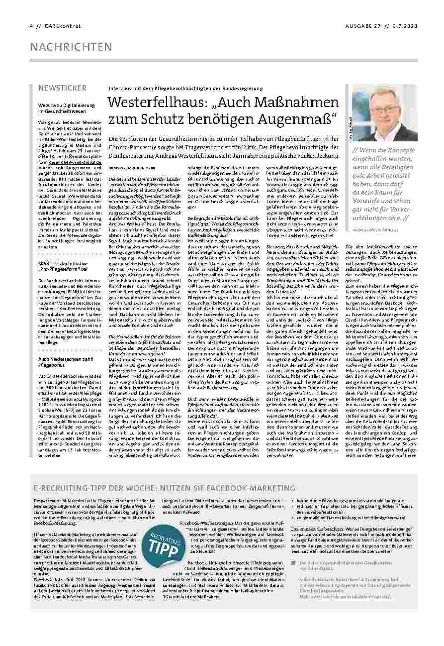 Vorschauseite 1: Westerfellhaus: „Auch Maßnahmen zum Schutz benötigen Augenmaß“