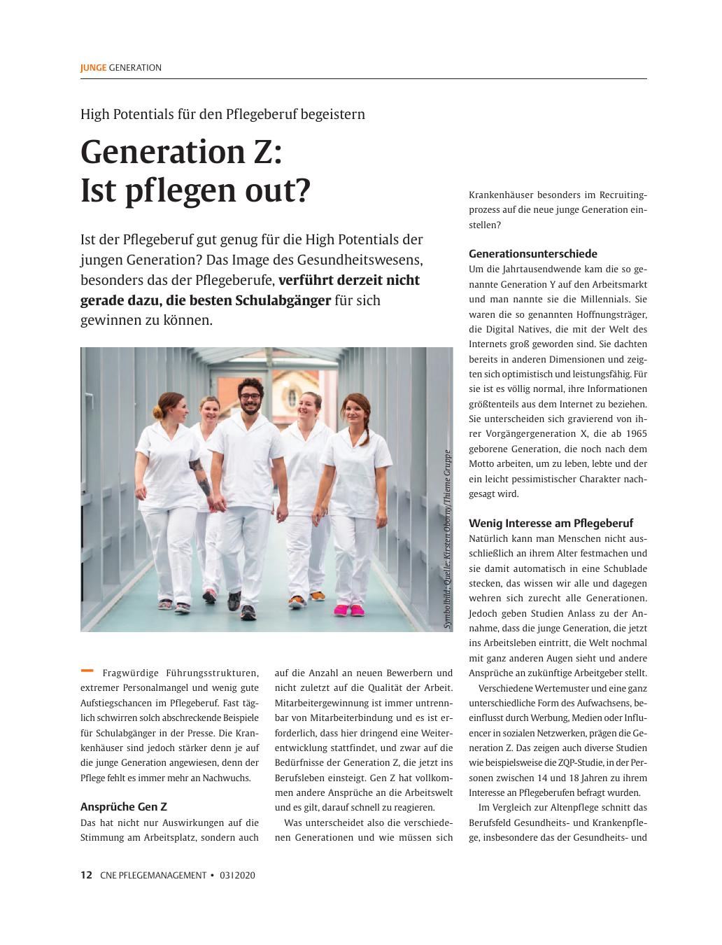 Vorschauseite 1: Generation Z: Ist Pflegen out?