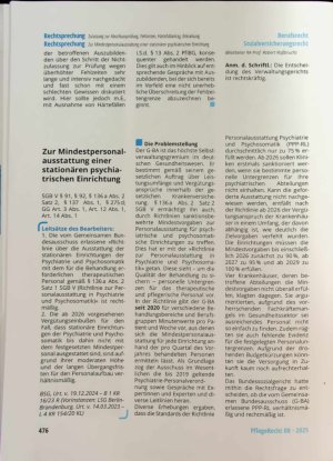 Vorschauseite 1: Zur Mindestpersonalausstattung einer stationären psychia trischen Einrichtung