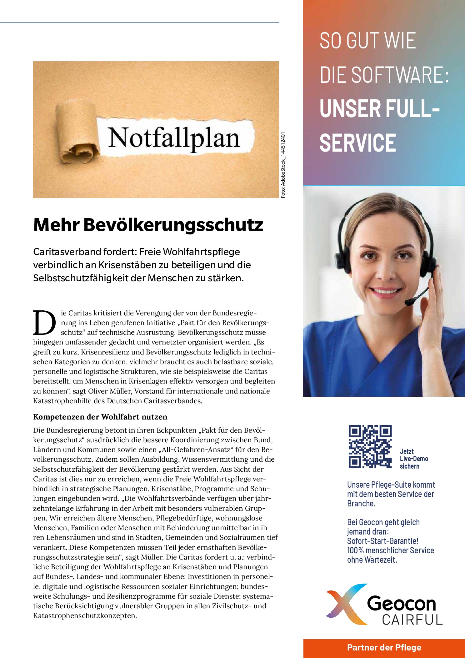 Vorschauseite 1: Mehr Bevölkerungsschutz