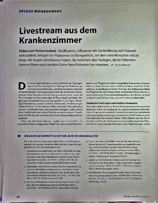 Vorschauseite 1: Livestream aus dem Krankenzimmer