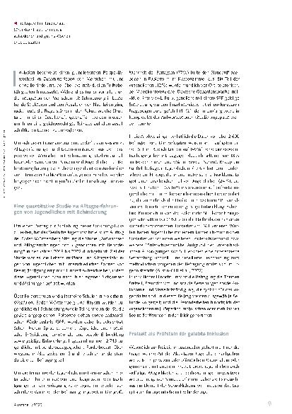 Vorschauseite 2: Wie Jugendliche mit Behinderung über ihren Alltag selbst berichten: Einblick in eine aktuelle Jugendstudie