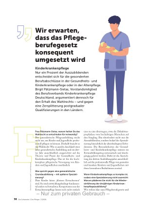 Vorschauseite 1: Wir erwarten, dass das Pflegeberufegesetz konsequent umgesetzt wird