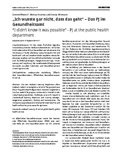 Vorschauseite 1: „Ich wusste gar nicht, dass das geht“ – Das PJ im Gesundheitsamt