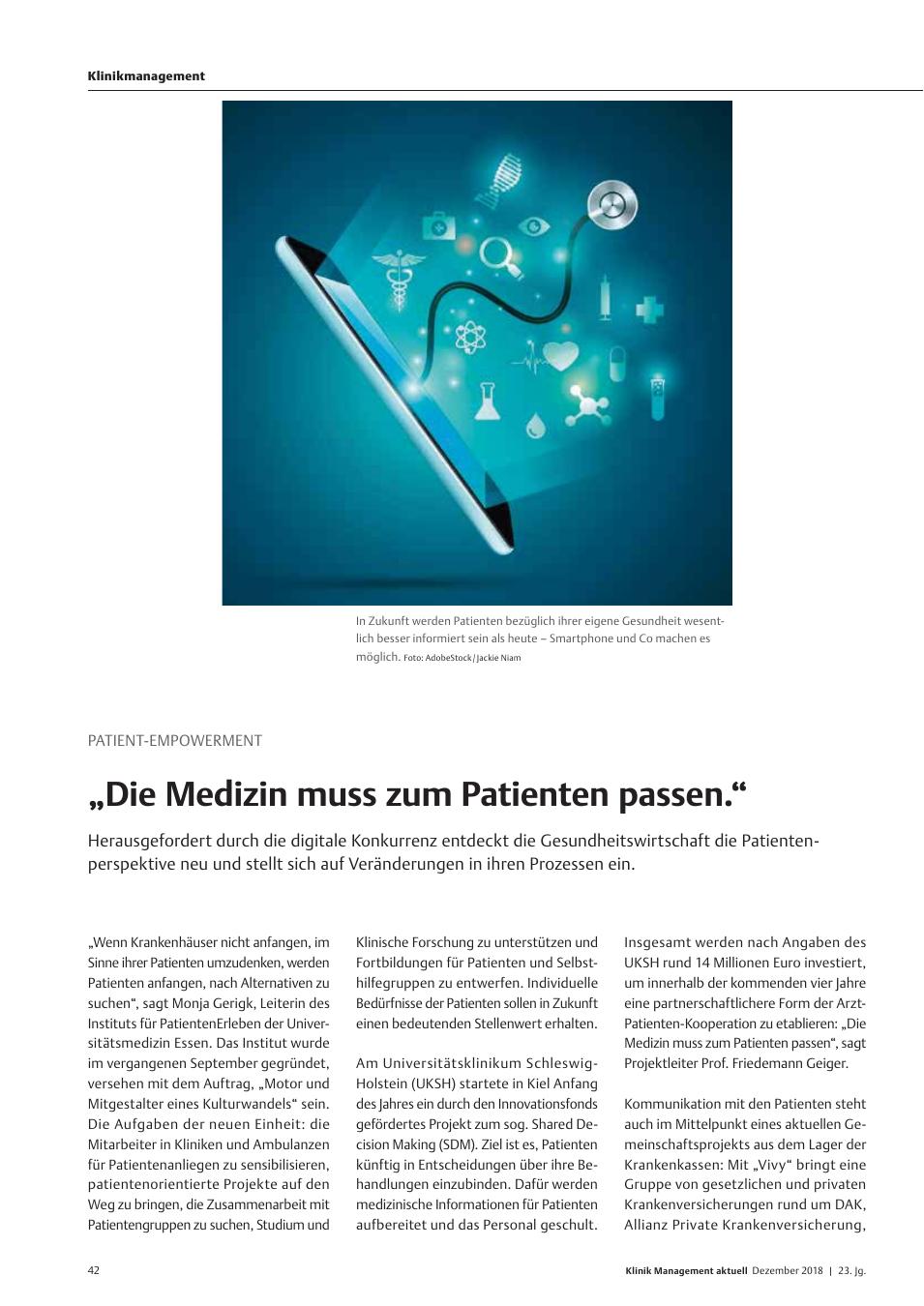 Vorschauseite 1: Patient-Empowerment: „Die Medizin muss zum Patienten passen.“