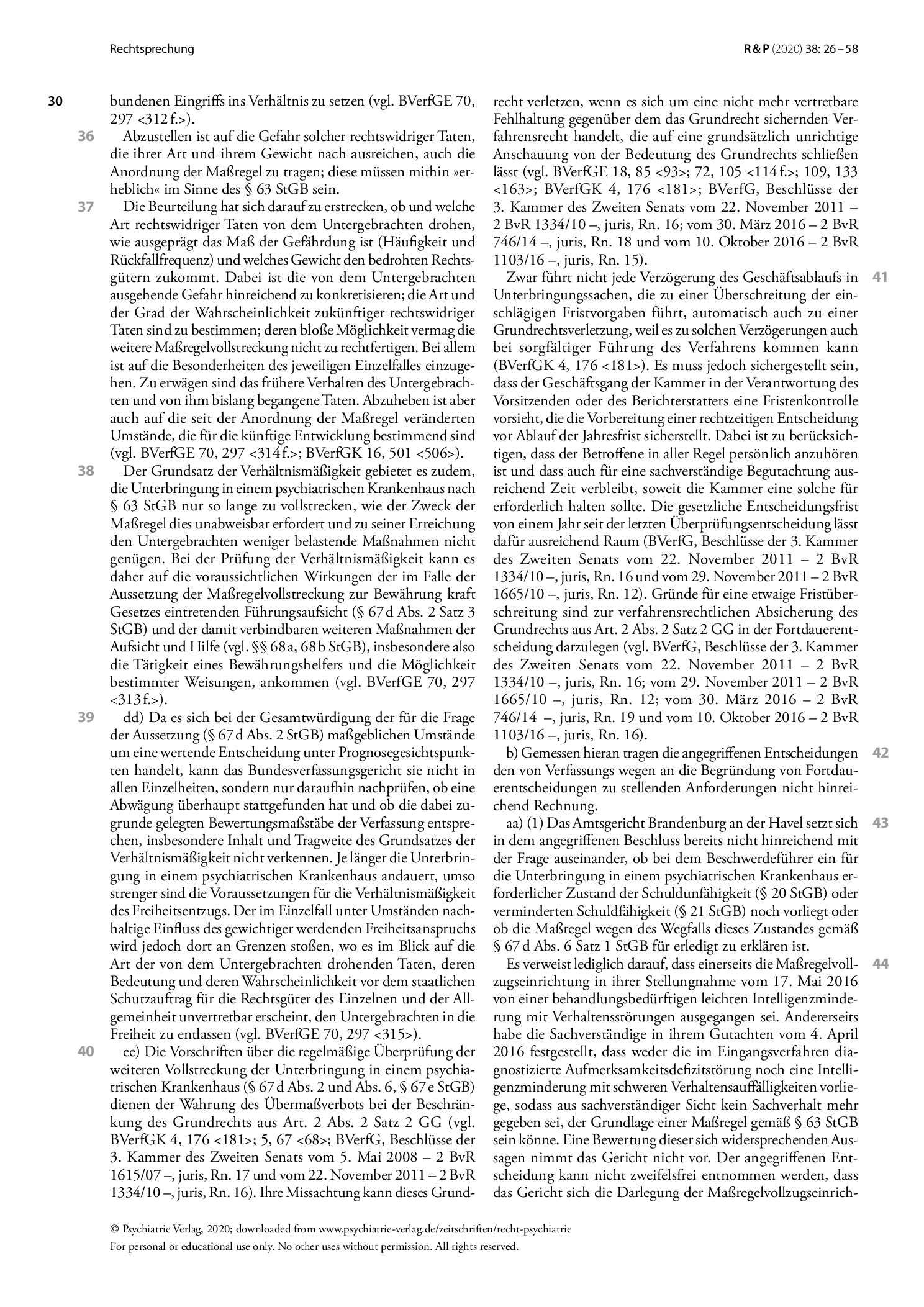 Vorschauseite 4: Entscheidung über die Fortdauer der Unterbringung in einem psychiatrischen Krankenhaus; Anforderungen an die Begründungstiefe