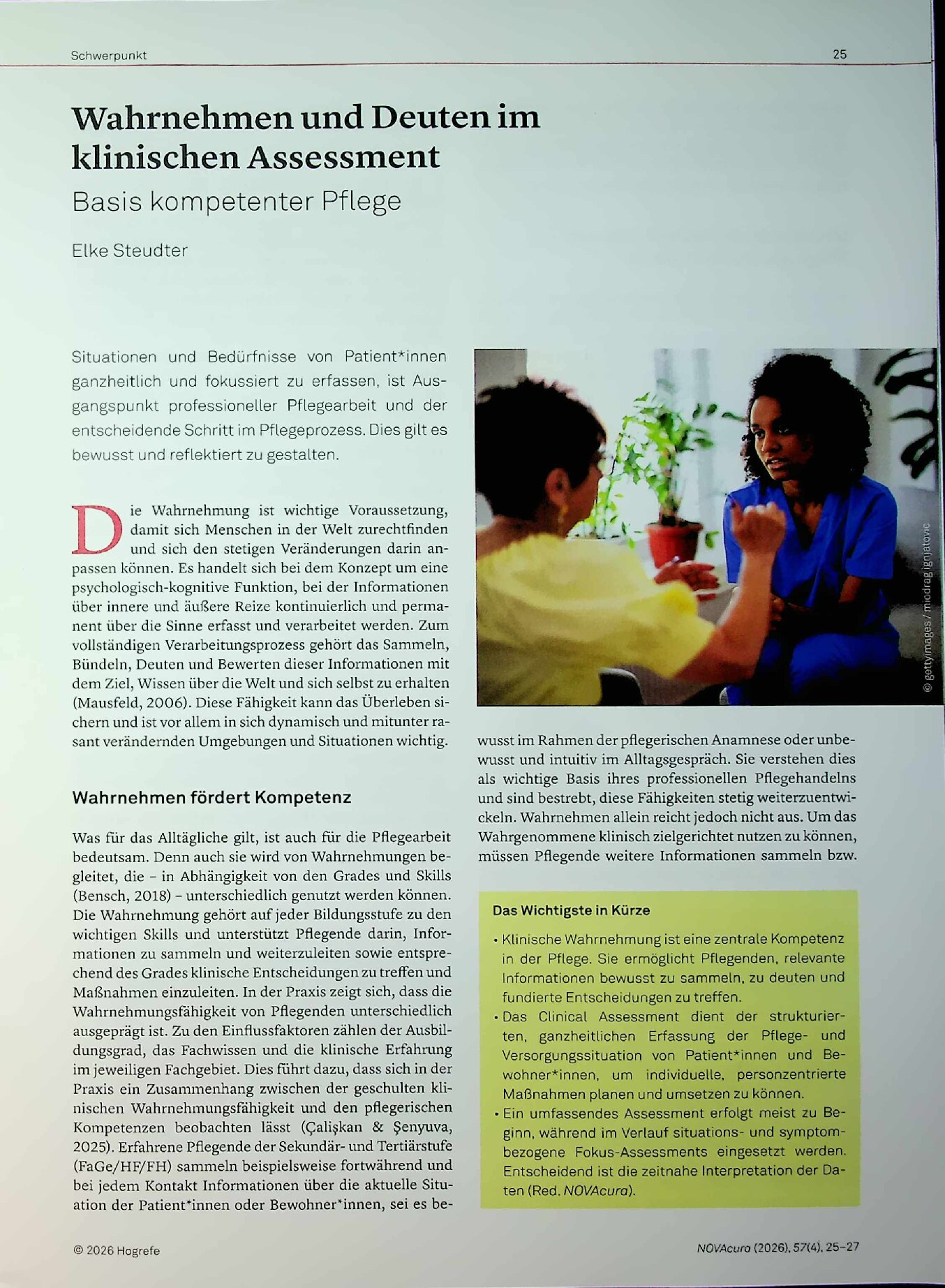 Vorschauseite 1: Wahrnehmen und Deuten im klinischen Assessment