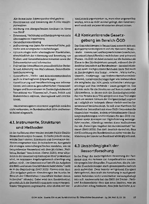 Vorschauseite 5: Ein neues Bundesinstitut für öffentliche Gesundheit - mehr als eine Frage des Namens