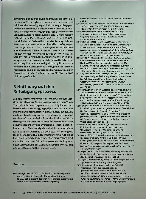 Vorschauseite 6: Ein neues Bundesinstitut für öffentliche Gesundheit - mehr als eine Frage des Namens