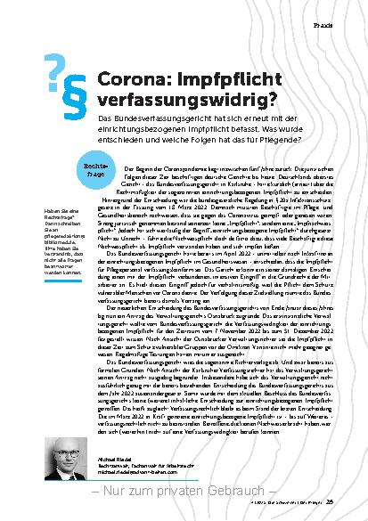 Vorschauseite 1: Corona: Impfpflicht verfassungswidrig?