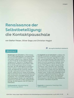 Vorschauseite 1: Renaissance der Selbstbeteiligung: die Kontaktpauschale