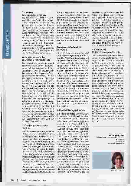 Vorschauseite 3: Reha braucht neue Dynamik! Das RSG weist für die Reha-Branche in die richtige Richtung, aber wir sind noch nicht am Ziel.
