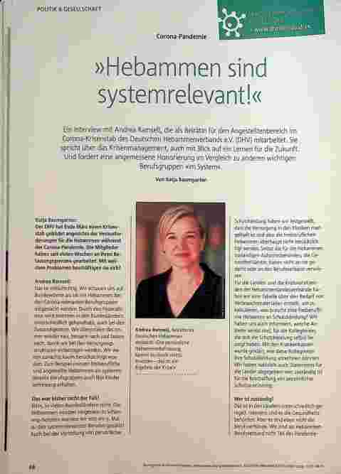 Vorschauseite 1: »Hebammen sind systemrelevant!«