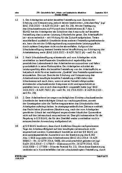 Vorschauseite 4: II. Allgemeines Arbeitsrecht Erfüllung von Urlaub – Quarantäne