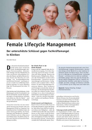 Vorschauseite 1: Female Lifecycle Management Der unterschätzte Schlüssel gegen Fachkräftemangel in Kliniken