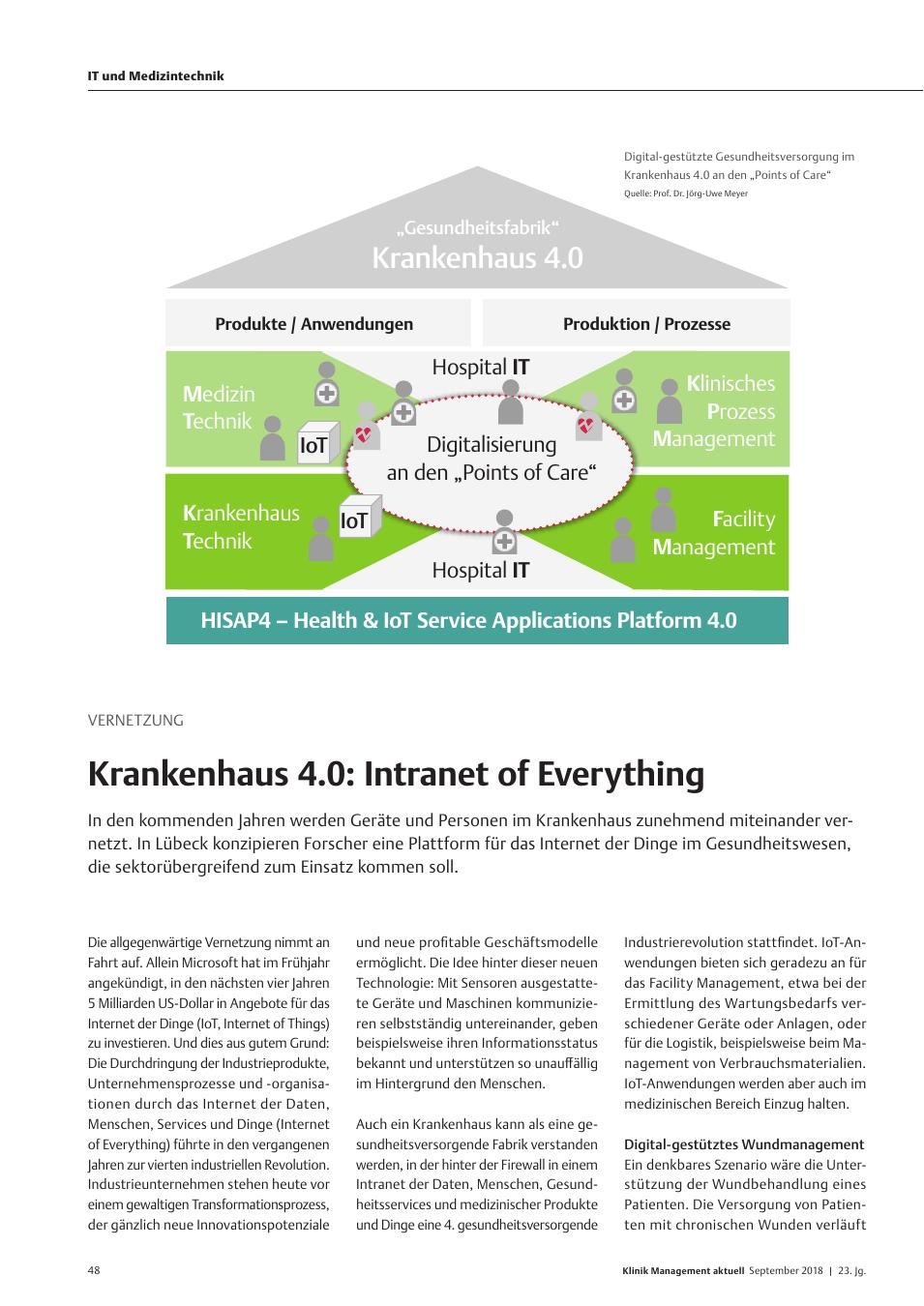 Vorschauseite 1: Vernetzung: Krankenhaus 4.0: Intranet of Everything