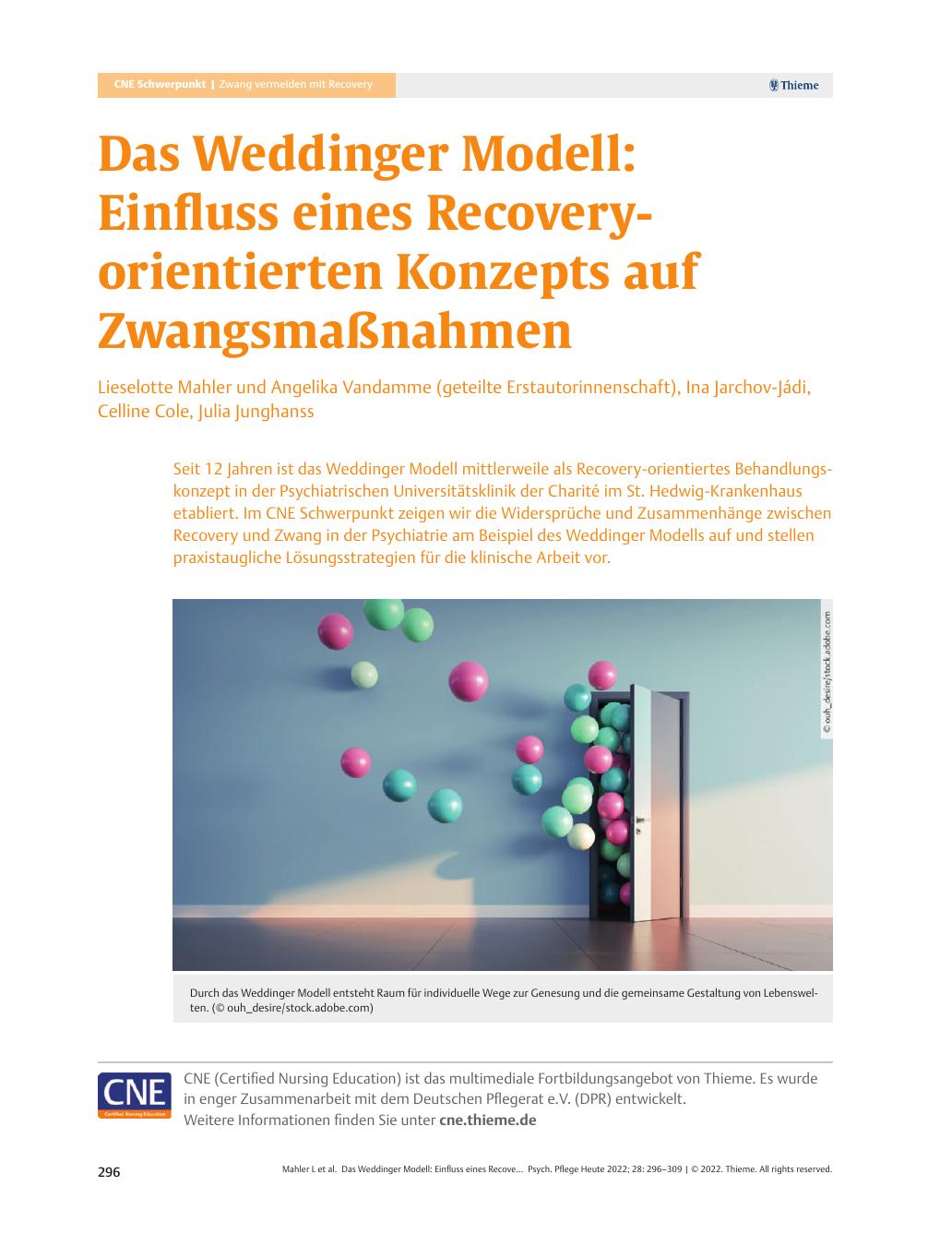 Vorschauseite 1: Das Wedding Modell: Einfluss eines Recovery-orientierten Konzepts auf Zwangsmaßnahmen