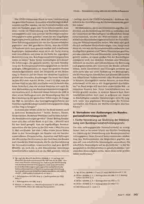 Vorschauseite 2: Verhindert die Sicherstellung der Personalvertretung und Mitbestimmung im öffentlichen Dienst während der COVID-19-Pandemie eine Modernisierung des Bundespersonalvertretungsrechts?