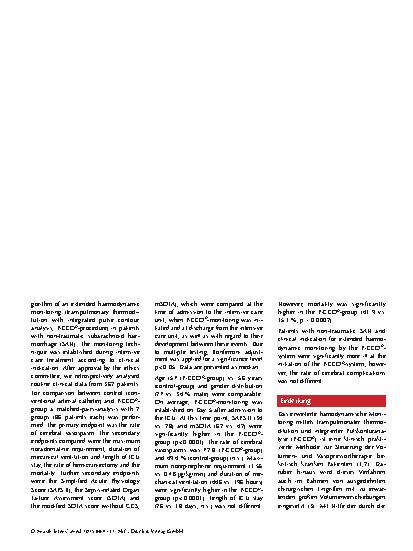 Vorschauseite 2: Hämodynamisches Monitoring bei Patienten mit nichttraumatischer Subarachnoidalblutung