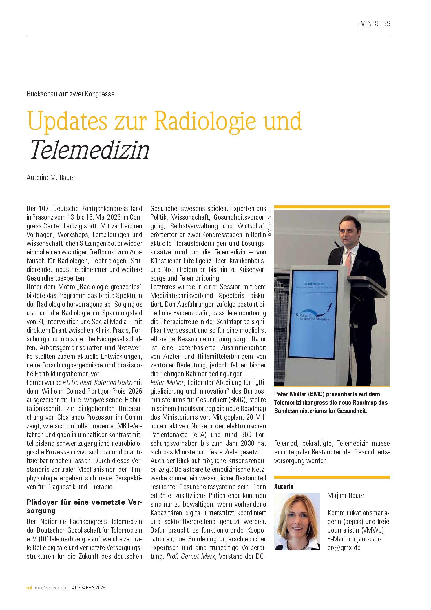 Vorschauseite 1: Updates zur Radiologie und Telemedizin