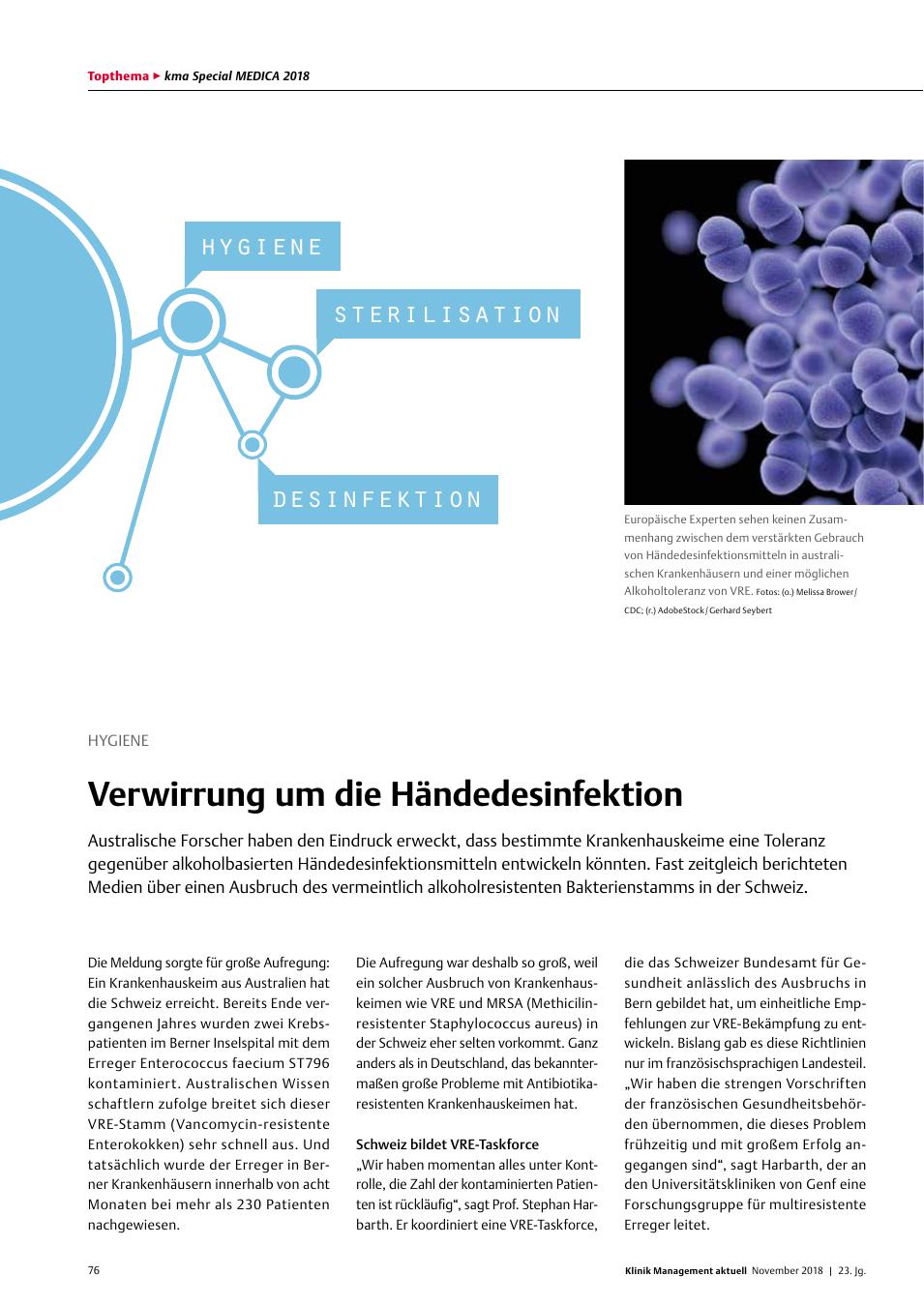 Vorschauseite 1: Hygiene: Verwirrung um die Händedesinfektion