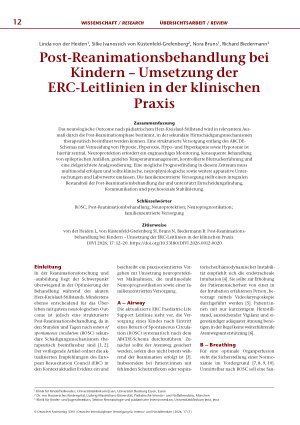 Vorschauseite 1: Post-Reanimationsbehandlung bei Kindern – Umsetzung der ERC-Leitlinien in der klinischen Praxis