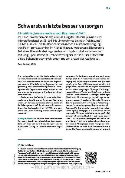 Vorschauseite 2: Schwerstverletzte besser versorgen