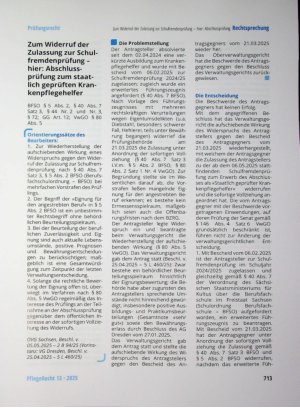 Vorschauseite 1: Zum Widerruf der Zulassung zur Schulfremdenprüfung - hier: Abschlussprüfung zum staat lich geprüften Kran kenpflegehelfer