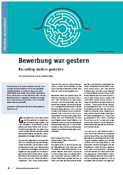 Vorschauseite 1: Bewerbung war gestern. Recruiting modern gestalten.