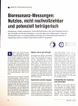Vorschauseite 1: Bioresonanz-Messungen: Nutzlos, nicht nachvollziehbar und potenziell betrügerisch