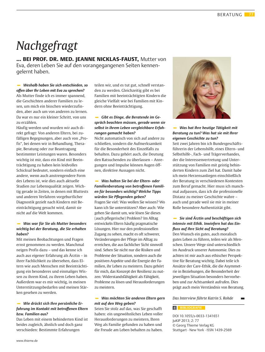 Vorschauseite 1: Nachgefragt bei Prof. Dr. med. Jeanne Nicklas-Faust