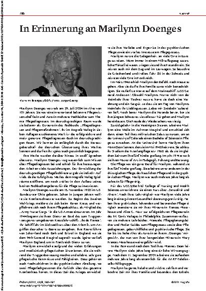 Vorschauseite 1: In Erinnerung an Marilynn Doenges